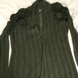 TRACY M Dark Olive Green Woven Shawl Size LARGE